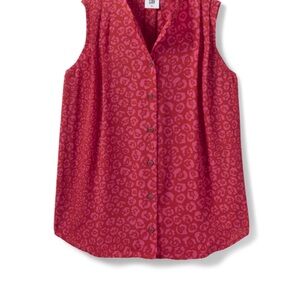 CAbi NWOT Red Animal Print Sleeveless Blouse